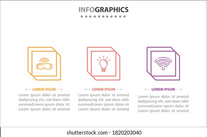 Timeline infographics with 3 options or 3 steps. Vector template. Can be used for process diagram, presentations, workflow layout, banner, flow chart, info graph.