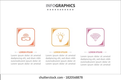 infografías de línea de tiempo con 3 opciones o 3 pasos. Plantilla de vectores. Se puede utilizar para el diagrama de procesos, presentaciones, diseño de flujo de trabajo, banner, diagrama de flujo, gráfico de información.
