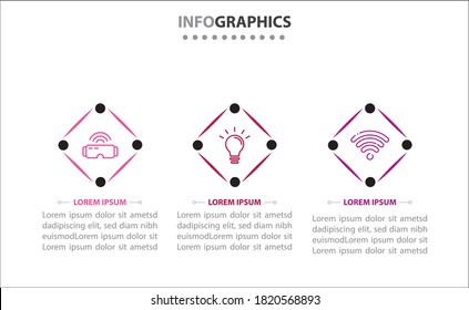 infografías de línea de tiempo con 3 opciones o 3 pasos. Plantilla de vectores. Se puede utilizar para el diagrama de procesos, presentaciones, diseño de flujo de trabajo, banner, diagrama de flujo, gráfico de información.