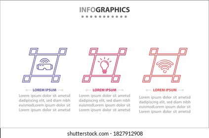 infografías de línea de tiempo con 3 opciones o 3 pasos. Plantilla de vectores. Se puede utilizar para el diagrama de procesos, presentaciones, diseño de flujo de trabajo, banner, diagrama de flujo, gráfico de información.