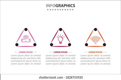 infografías de línea de tiempo con 3 opciones o 3 pasos. Plantilla de vectores. Se puede utilizar para el diagrama de procesos, presentaciones, diseño de flujo de trabajo, banner, diagrama de flujo, gráfico de información.