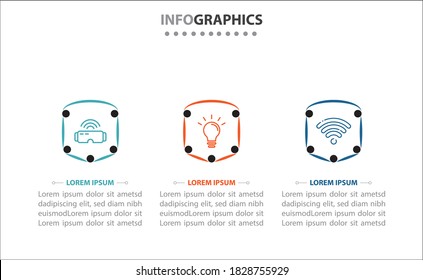 infografías de línea de tiempo con 3 opciones o 3 pasos. Plantilla de vectores. Se puede utilizar para el diagrama de procesos, presentaciones, diseño de flujo de trabajo, banner, diagrama de flujo, gráfico de información.