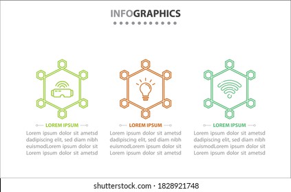 Timeline infographics with 3 options or 3 steps. Vector template. Can be used for process diagram, presentations, workflow layout, banner, flow chart, info graph.
