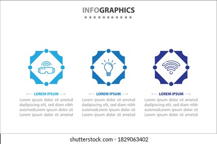 Timeline infographics with 3 options or 3 steps. Vector template. Can be used for process diagram, presentations, workflow layout, banner, flow chart, info graph.