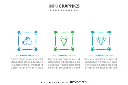 Timeline infographics with 3 options or 3 steps. Vector template. Can be used for process diagram, presentations, workflow layout, banner, flow chart, info graph.