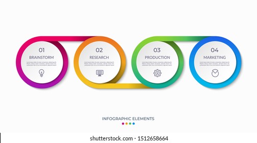 Timeline infographics with 4 options. Can be used for web, diagram, chart, info graph, business process. Vector banner