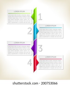 Timeline infographics with 4 options. Vector design template.