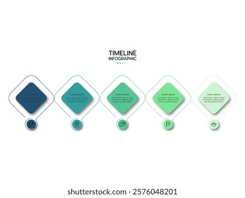 Timeline infographics with 5 steps, options, and squares. Vector template. Business process. Timeline infographics with 5 steps, options, and squares.