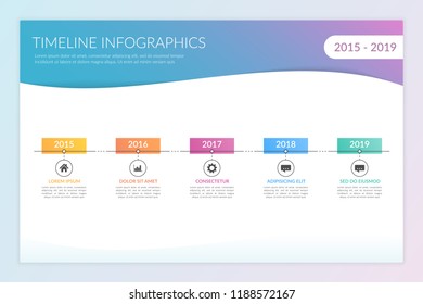 Timeline infographics with 5 steps, vector eps10 illustration
