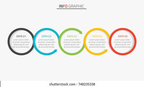 Zeitstrahl-Infografiken Pfeile Design-Vorlage mit 5 Optionen, Prozessdiagramm, Präsentation. Vektorgrafik eps10