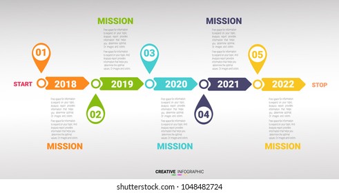 Timeline Infographics arrows Template, Vector infographics timeline design template with 5 label, Vector. can be used for workflow layout, diagram, number step up options.