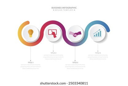 Timeline infographics Business Circle Process with 4 steps, options,  vector illustration.