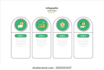 Timeline Infografiken Business Circle Process mit 4 Schritten, Optionen, Vektorgrafik.