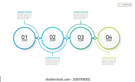 Timeline infographics. Business concept  with 4 steps, number options, circles. Vector template for presentation.