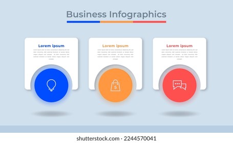 Gráfico de procesos de visualización de datos empresariales de infografías de línea de tiempo. Gráfica de diagrama abstracto con pasos, opciones