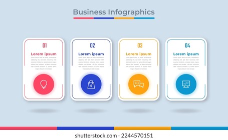 Gráfico de procesos de visualización de datos empresariales de infografías de línea de tiempo. Gráfica de diagrama abstracto con pasos, opciones