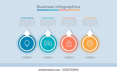 Gráfico de procesos de visualización de datos empresariales de infografías de línea de tiempo. Gráfica de diagrama abstracto con pasos, opciones