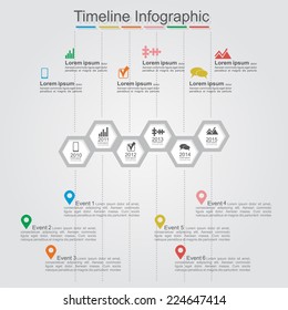 Timeline infographics with cell, elements and icons. Vector illustration