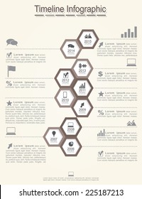 Timeline infographics with cell, elements and icons. Vector illustration