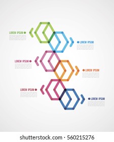 timeline infographics with a color polygon