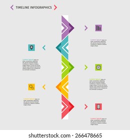 Timeline infographics. Color triangle arrows template