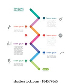 timeline infographics colorful broken line