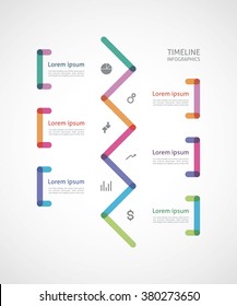 timeline infographics colorful broken line with bracket