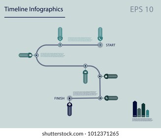Timeline infographics design with arrows, workflow or process diagram, flowchart, vector eps10 illustration