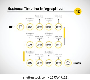 Timeline infographics design with arrows, workflow or process diagram, flowchart,