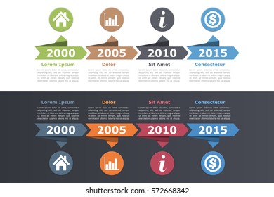 Timeline infographics design with arrows, workflow or process diagram, flowchart, vector eps10 illustration