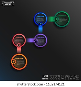 Timeline infographics design with colorful circle. Business concept. 5 options, parts, steps. Can be used for graph, diagram, chart, workflow layout, number options, web. Vector illustration.