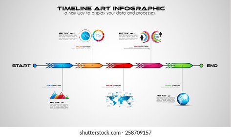 Timeline with Infographics design elements for brochures, data display, infocharts, business backgrounds, branstorming meetings, presentations and so on.