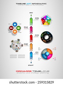 Timeline with Infographics design elements for brochures, data display, infocharts, business backgrounds, branstorming meetings, presentations and so on.