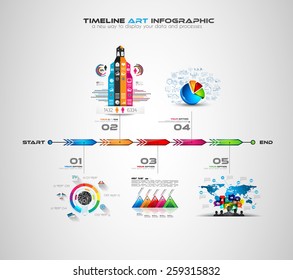 Timeline with Infographics design elements for brochures, data display, infocharts, business backgrounds, branstorming meetings, presentations and so on.