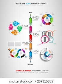 Línea de tiempo con elementos de diseño de infografías para folletos, visualización de datos, gráficos informativos, antecedentes empresariales, reuniones de creación de marca, presentaciones, etc.