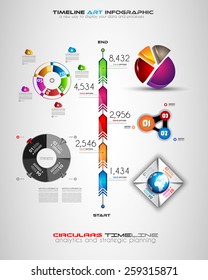 Timeline with Infographics design elements for brochures, data display, infocharts, business backgrounds, branstorming meetings, presentations and so on.