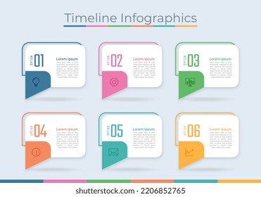 Timeline Infographics Design Marketing Icons. Usable for Workflow Layout, Diagram, Annual Report, Web Design. Business Data Visualization with steps or Processes