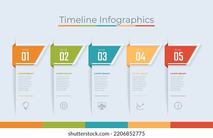 Timeline Infographics Design Marketing Icons. Usable for Workflow Layout, Diagram, Annual Report, Web Design. Business Data Visualization with steps or Processes