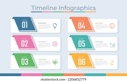 Timeline Infographics Design Marketing Icons. Usable for Workflow Layout, Diagram, Annual Report, Web Design. Business Data Visualization with steps or Processes