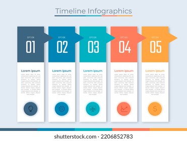 Timeline Infographics Design Marketing Icons. Usable for Workflow Layout, Diagram, Annual Report, Web Design. Business Data Visualization with steps or Processes