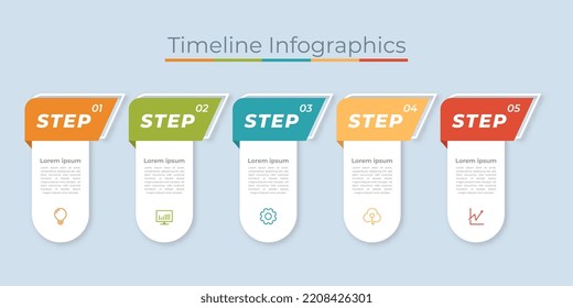 Timeline Infographics Design Marketing Icons. Usable for Workflow Layout, Diagram, Annual Report, Web Design. Business Data Visualization with steps or Processes