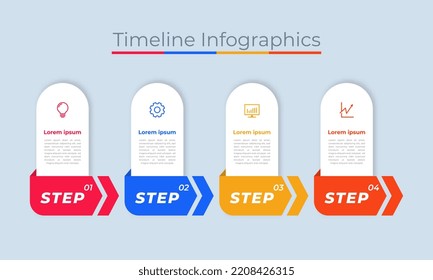 Timeline Infographics Design Marketing Icons. Usable for Workflow Layout, Diagram, Annual Report, Web Design. Business Data Visualization with steps or Processes
