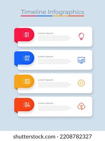 Iconos de marketing de diseño de infografías de línea de tiempo. Usable para diseño de flujo de trabajo, diagrama, informe anual, diseño web. Visualización de datos empresariales con pasos o procesos