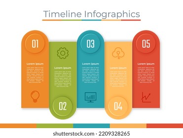 Timeline Infographics Design Marketing Icons. Usable for Workflow Layout, Diagram, Annual Report, Web Design. Business Data Visualization with steps or Processes
