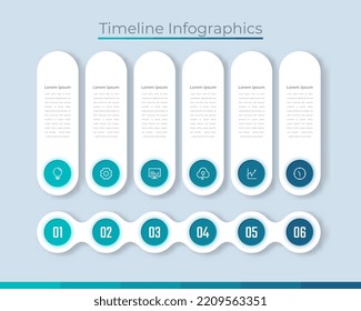 Timeline Infographics Design Marketing Icons. Usable for Workflow Layout, Diagram, Annual Report, Web Design. Business Data Visualization with steps or Processes