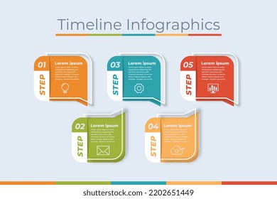 Timeline Infographics Design Paper Art Style Marketing Icons. Usable for Workflow Layout, Diagram, Annual Report, Web Design. Business Data Visualization with steps or Processes