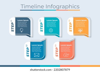 Timeline Infographics Design Paper Art Style Marketing Icons. Usable for Workflow Layout, Diagram, Annual Report, Web Design. Business Data Visualization with steps or Processes