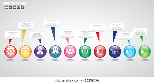 Timeline infographics design template with 10 options, process diagram, vector eps10 illustration