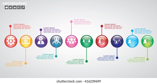 Timeline infographics design template with 10 options, process diagram, vector eps10 illustration
