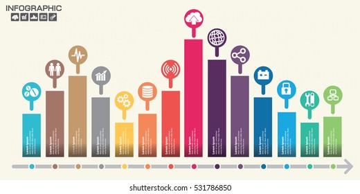 Timeline infographics design template with 10 options, process diagram, vector eps10 illustration